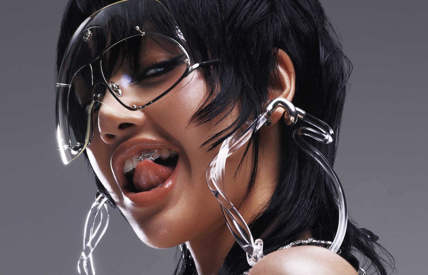Lalisa — close-up with chrome face piece and mouth open