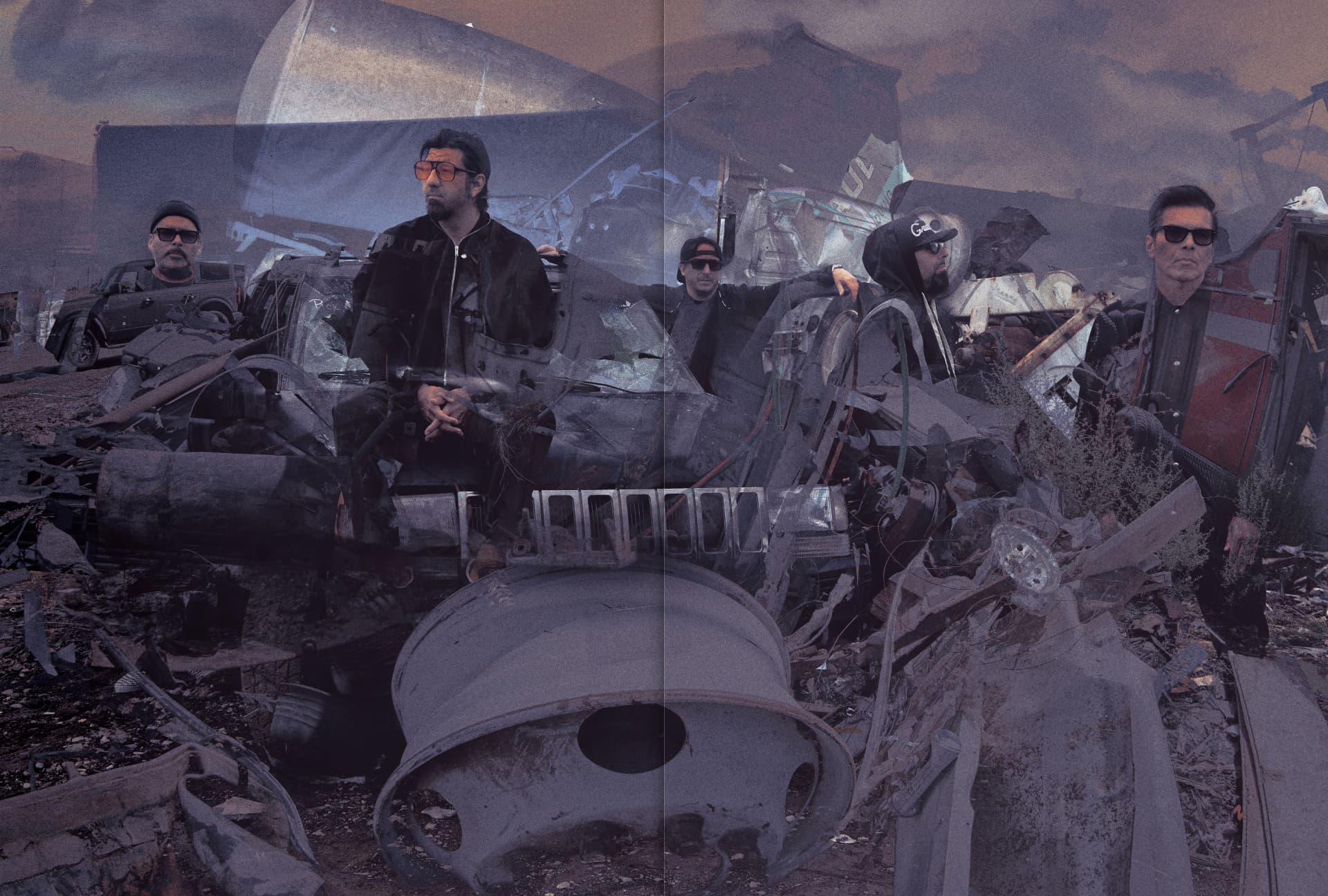 DEFTONES x 032c — band among wreckage and scrap metal