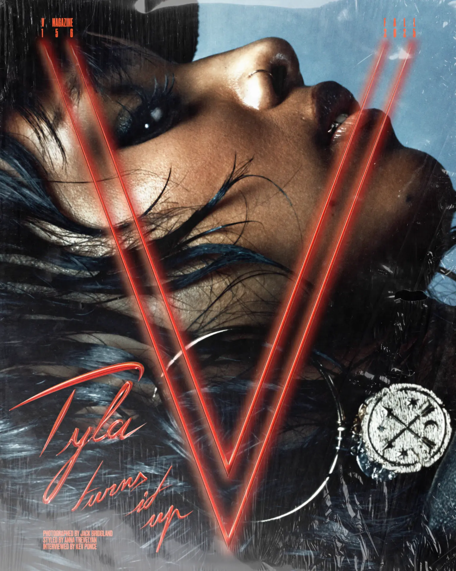 TYLA — V Magazine cover with red V logo and 'Tyla turns it up' headline