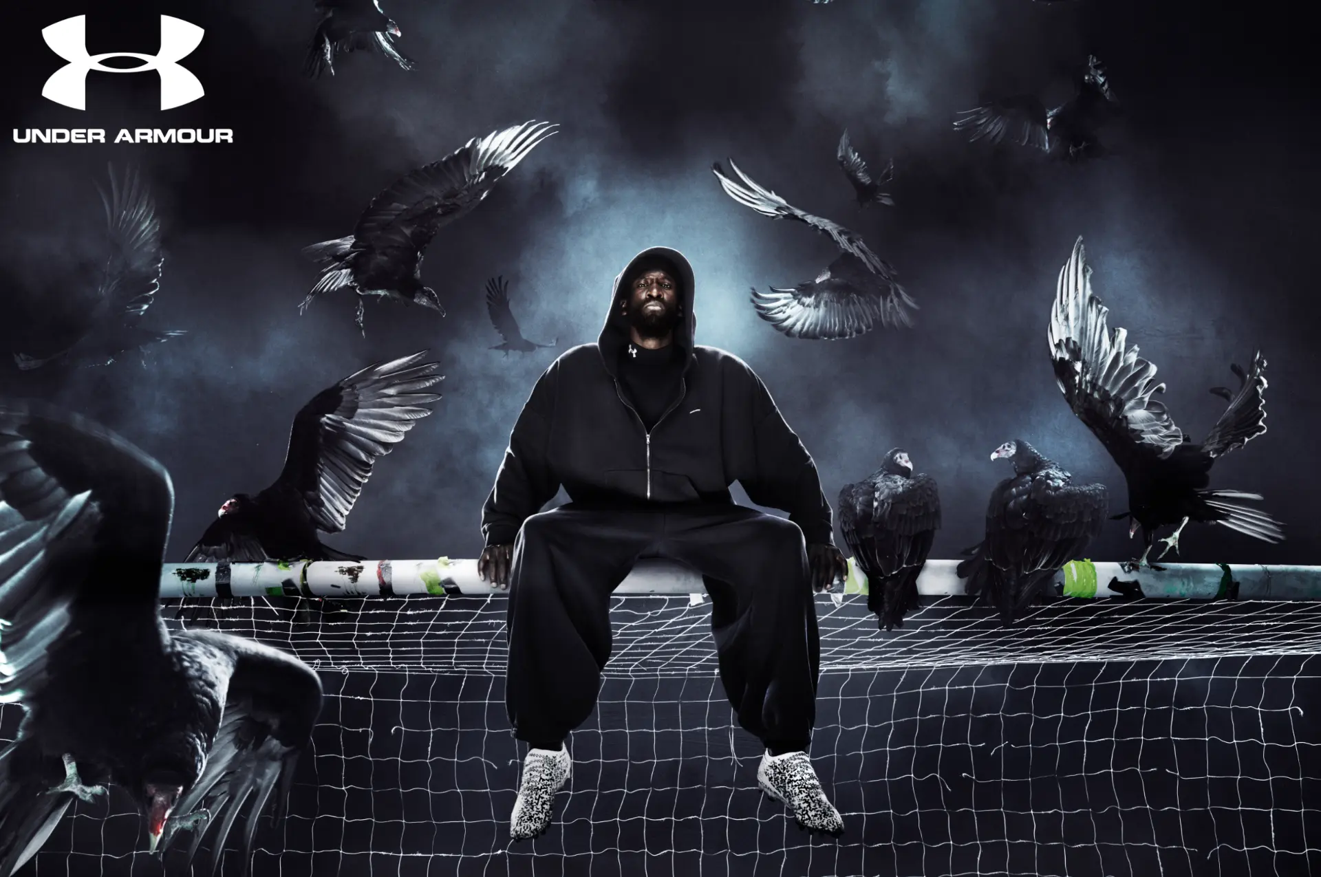 UNDER ARMOUR Be The Problem — hooded athlete on goalpost surrounded by birds