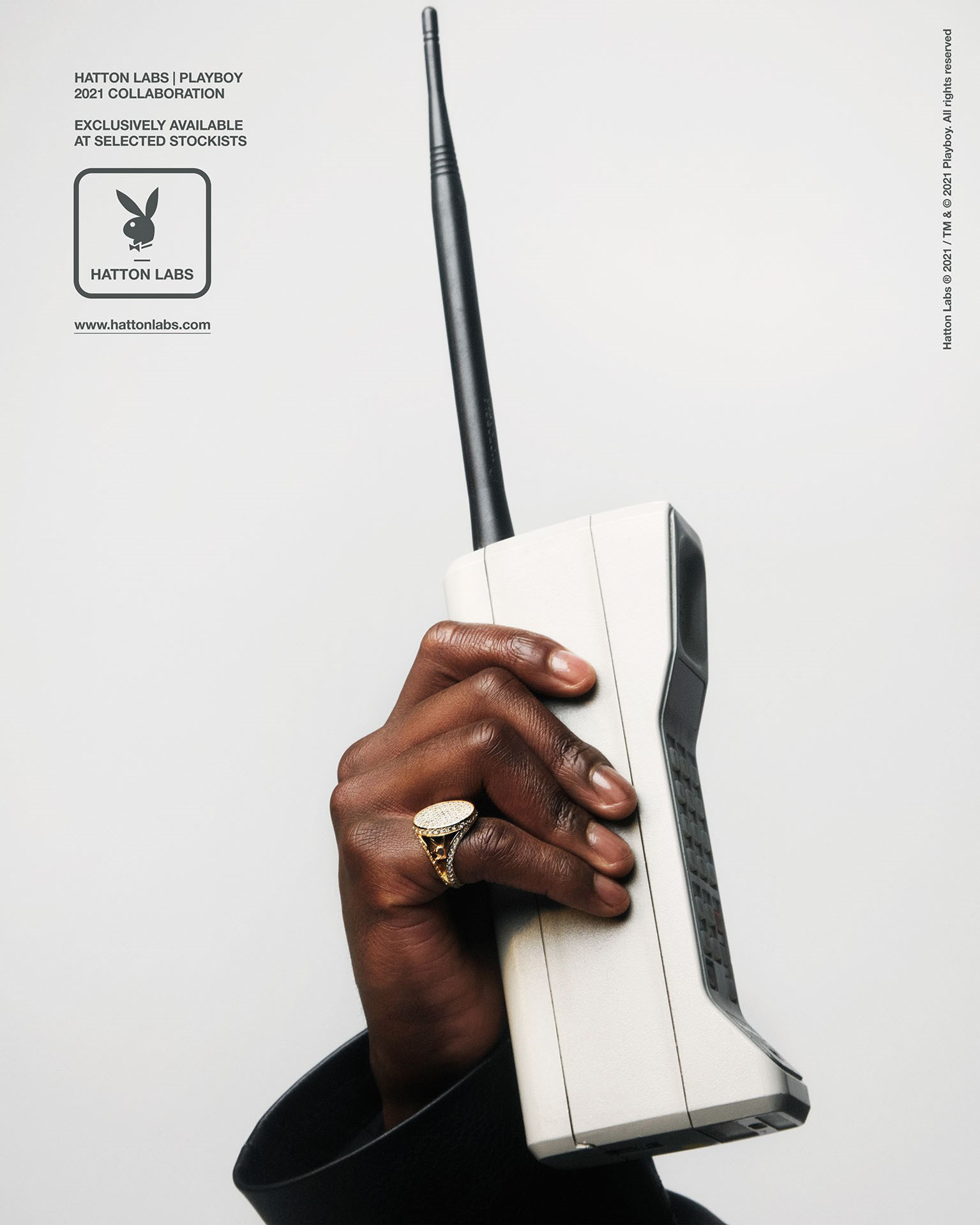Playboy x Hatton Labs — pave ring with vintage mobile phone