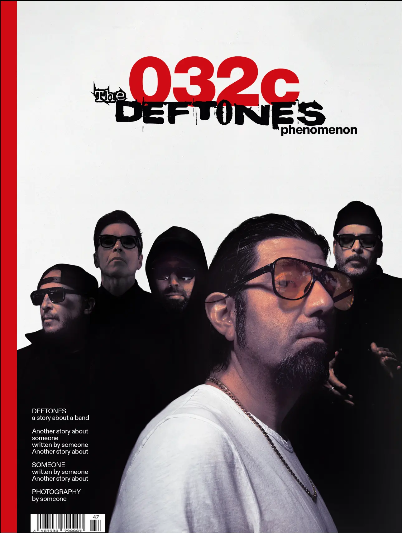DEFTONES x 032c — magazine cover with band portrait and red typography